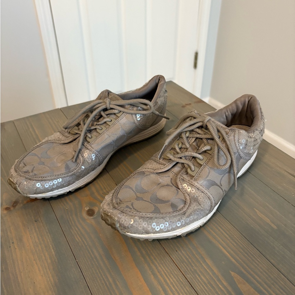 Coach Gray Sequin Sneakers